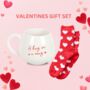 Valentines Gift Set Hug In A Mug And Heart Socks, thumbnail 1 of 8