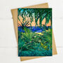 Tropical Beach And Plants Greetings Card, thumbnail 1 of 3