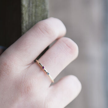 Custom Two Birthstone Stacking Ring, 2 of 10