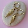 Mini Fishy Decorative Charm Small Hoop Earrings, thumbnail 3 of 6