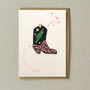 Cowboy Boot 'Iron On Patch' Greeting Card, thumbnail 1 of 2