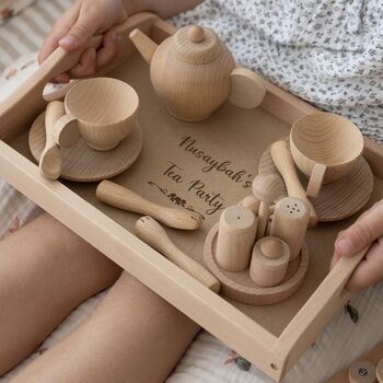 Personalised Wooden Play Tea Set, 5 of 6