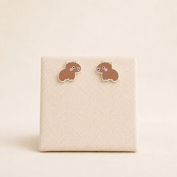 Sterling Silver Capybara Stud Earrings, 2 of 7