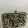 Green Handcrafted Raw Silk Rectangular Clutch Bag, thumbnail 4 of 9