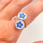 Forget Me Not Flower Ring White Circle 10mm, thumbnail 1 of 11
