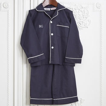 Boy's Personalised Navy Cotton Pyjamas, 2 of 7