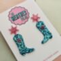 Glitter Cowboy Boot Earrings / Festival Fashion Dangles / Country Western Statement Jewellery / Line Dancing Earrings, thumbnail 6 of 12