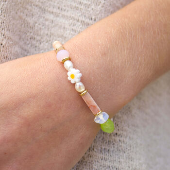 Blossom Pearl And Semi Precious Gemstone Beaded Bracelet, 2 of 4