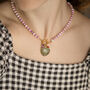 Pink And Purple Gingham Gemstone Necklace, thumbnail 2 of 4