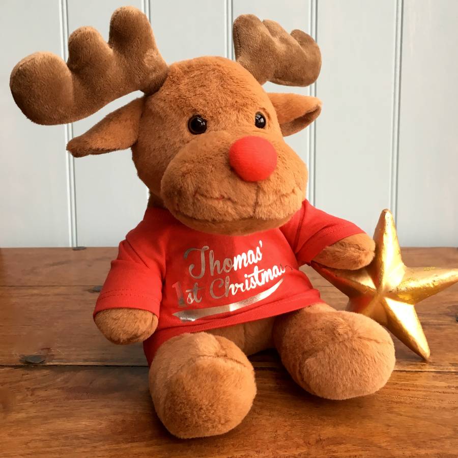 Personalised Rudolph Bear Personalised Initial Childrens Gifts Christmas Teddy 