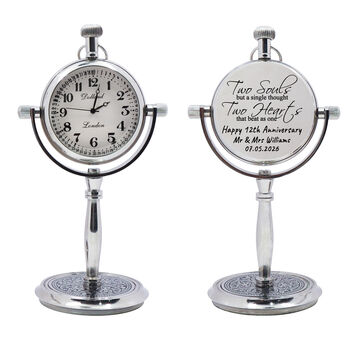 Personalised 2nd Anniversary Silver Colour Desk Clock, 3 of 12