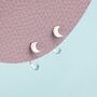 Sterilng Silver Tiny Crescent Moon Huggie Hoop Earrings, thumbnail 4 of 12