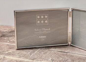 Sixtrees Slim Silver Plated Border Double Photo Frame, Five X Seven, 2 of 4