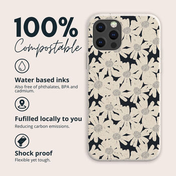 White Flowers, Biodegradable Phone Case, 2 of 8