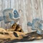 48cm Hand Carved Coral And Blue Fish Figurine On Teak Root Ornament, thumbnail 7 of 9