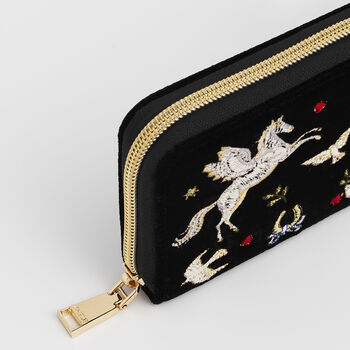 Black Celestial Velvet Embroidered Purse Small, 7 of 7