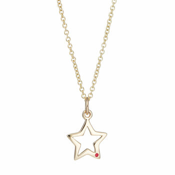 9ct Gold Open Star Necklace With Ruby, 6 of 6