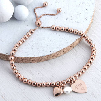Personalised 18ct Rose Gold Plated Ball Slider Bracelet, 2 of 8