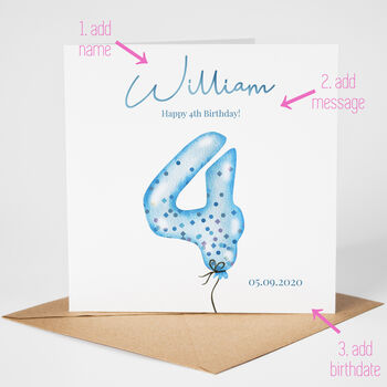Personalised 4th Birthday Card, 2 of 6