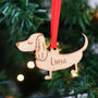 Dachshund Personalised Dog Wooden Christmas Decoration, thumbnail 8 of 12