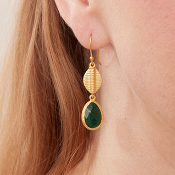 Emerald Gemstone Set In Gold Coffee Bean, Gold Vermeil, 4 of 6