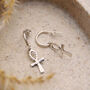 Ankh Charm Hoop Earrings In Silver Or Gold, thumbnail 2 of 6