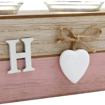 Pack Of Three Candle Holder With White Wooden Heart, 5 of 8