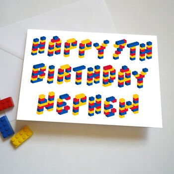 Personalised Age And Name Building Block Birthday Card, 3 of 4