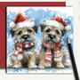 Border Terrier Dogs Christmas Card. Friends, thumbnail 1 of 2