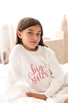 Embroidered Big/Little Sibling Knitted Jumpers, Brother And Sister Available, 2 of 12