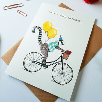 'Have A Wild Birthday' Lemur Greetings Card, 2 of 2