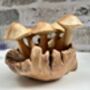 Handcrafted Wavy Cup Mushroom Sculpture Ornament On Natural Teak Root, thumbnail 2 of 5