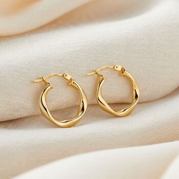 9ct Gold Organic Hoop Earrings, 4 of 6