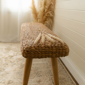 Wooden Hallway Bench With Wicker, 4 of 7