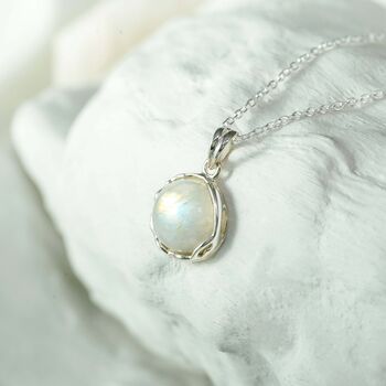 Silver Rainbow Moonstone Pendant, 3 of 7