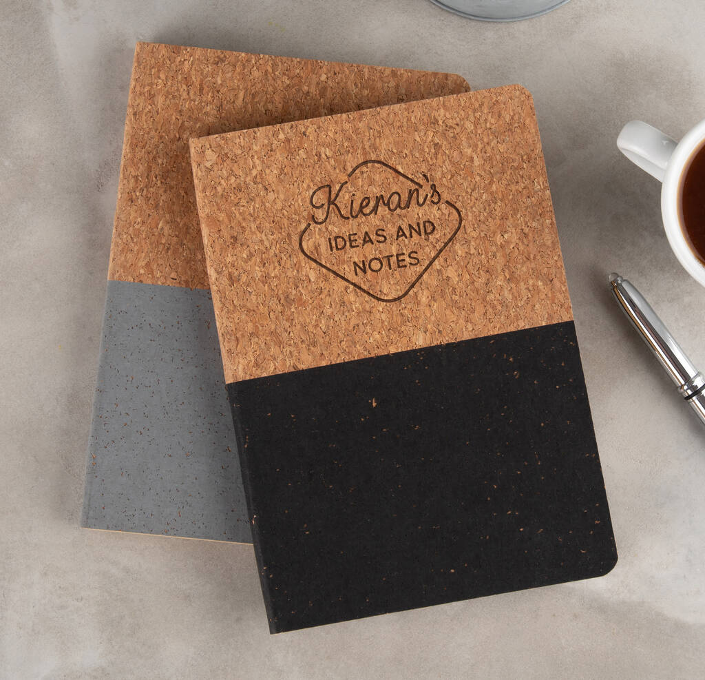 Personalised Vegan Cork Notebook For Men, 1 of 7