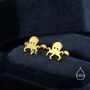 Sterling Silver Tiny Octopus Flat Back Earrings, thumbnail 3 of 12