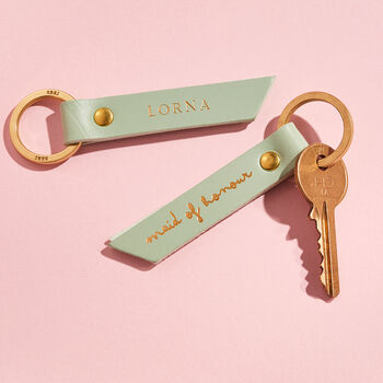 Personalised Leather Maid Of Honour Keyring, 3 of 6
