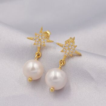 Starburst Baroque Pearl Drop Earrings, 6 of 12