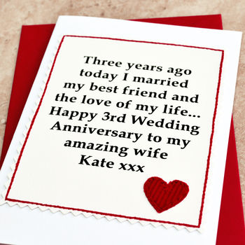 Personalised 3rd Wedding Anniversary Card, 5 of 5