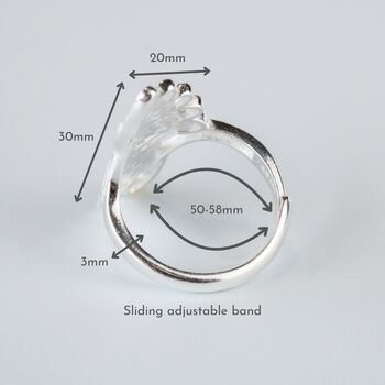 Sterling Silver Fan Design Adjustable Ring, 4 of 6
