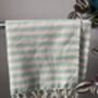 Striped Design Turquoise Hand Towel, thumbnail 4 of 6