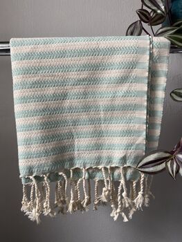 Striped Design Turquoise Hand Towel, 4 of 6