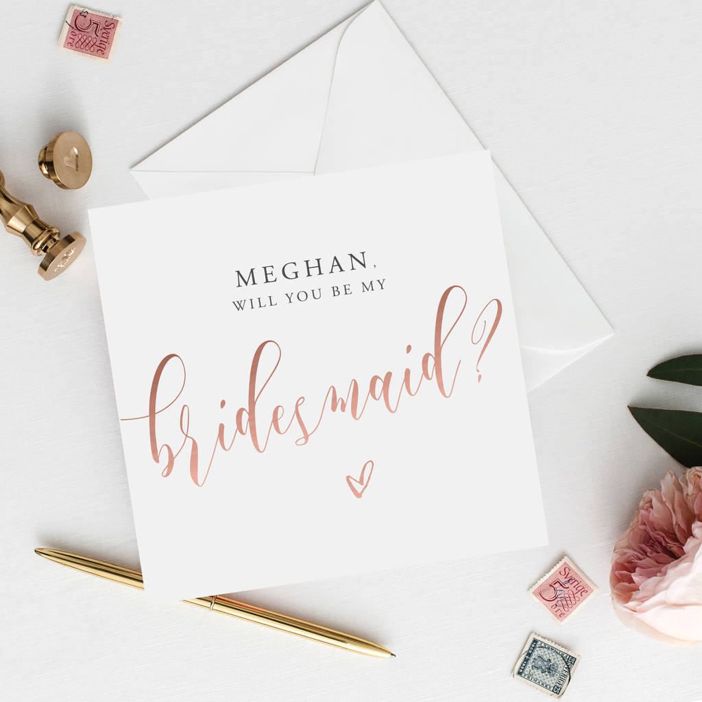 Personalised 'Be My Bridesmaid' Card | Mock Rose Gold, 1 of 4