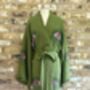 Long Organic Cotton Robe: Khaki Green Eye, thumbnail 5 of 6