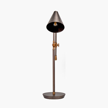 Antique Bronze And Brass Adjustable Task Table Lamp, 2 of 10