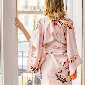 Silk Kimono Dressing Gown Floral Magic Blooms, 7 of 11