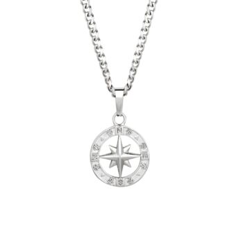 North Star Compass Steel Pendant Necklace, 6 of 12
