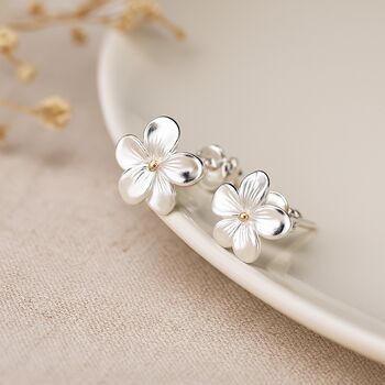 Sterling Silver And Gold Cherry Blossom Stud Earrings – 8mm, 2 of 8