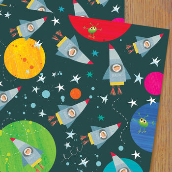 Spacemen Wrapping Paper Two Sheets, 2 of 5